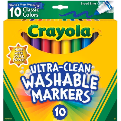 Crayola 10ct Washable Broad Line Markers - Classic Colors: School Supplies for Kids, Classroom Must Haves, Coloring Markers