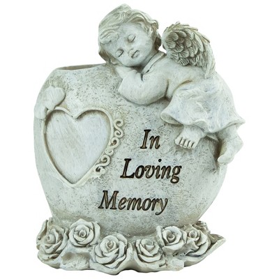 Northlight 6.5" Religious "In Loving Memory" Sleeping Angel Bereavement Outdoor Patio Garden Statue - Gray