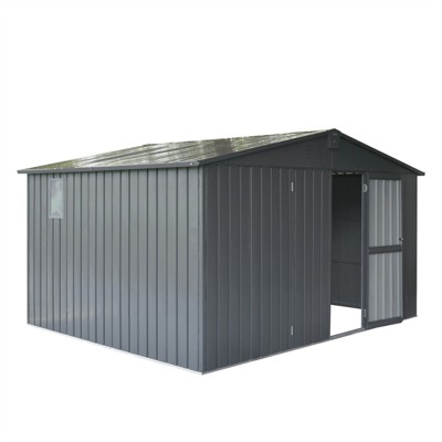 Syemin Deck Boxes Durable, Horizontal Compact Storage Shed for Garden, Backyard, Patio, Closet Deck Box, Silver, 138.11"*106.5"*78.7"