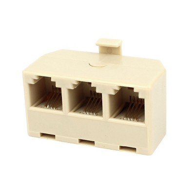 Unique Bargains Plastic RJ11 6P4C 3 Ports Beige Telephone Line Splitter 1.5" x 0.8" x 0.9" Beige