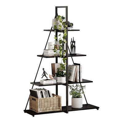 4-Tier Ladder Bookshelf with Sailboat Design, Freestanding Storage Shelves for Home and Office