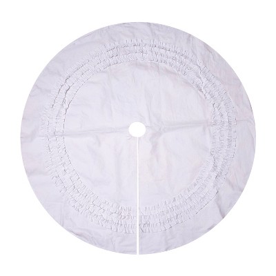 Transpac 48 Inch Holiday Neutral Tree Skirt for Christmas Decor Soft Polyester Fabric