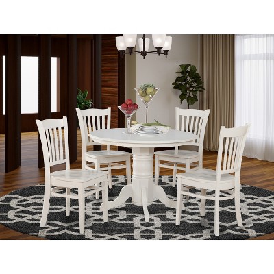 HomeStock Round Kitchen Table and Chair Set Linen White