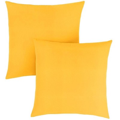 Sunbrella 2pk Outdoor Throw Pillows Sunflower Yellow: Weather-Resistant, UV-Protected, Acrylic Canvas, Transitional Style