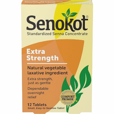 Senokot Extra Strength Natural Vegetable Laxative Ingredient 17.2mg Tablets, 12 Count