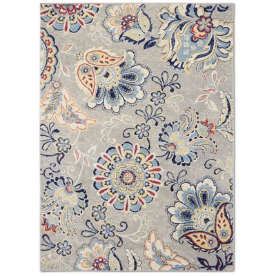 Home Dynamix Tremont Lincoln Bohemian Floral Area Rug, Grey/Red, 5'3"x7'2"