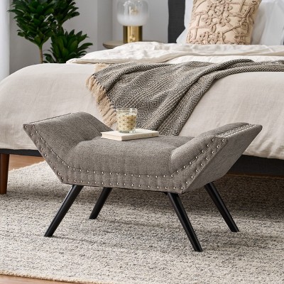 NicBex End of Bed Bench Contemporary Flared Design Bench Seat with Nailhead Accents for Footrest, Living Room