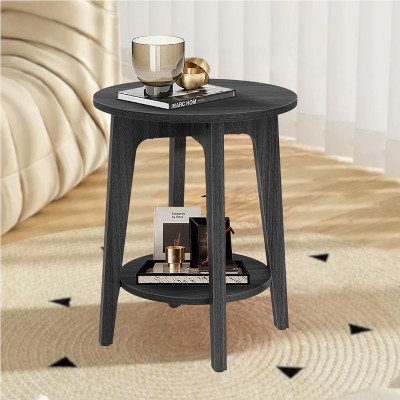 LEDREM Round End Table Farmhouse Small Side Table Living Room Corner Table Drink Table