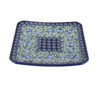 Blue Rose Polish Pottery 2040 Zaklady Square Dessert Plate