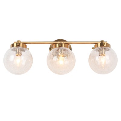 LNC Ariene Polished Gold Bathroom Vanity Light with Crackle Glass Globe, Modern, 1-Light, 2-Light, 3-Light, 4-Light