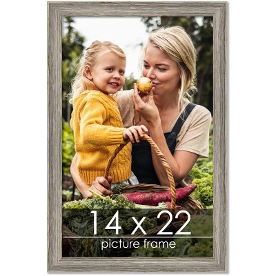 PosterPalooza | 14x22 Thin Barnwood Picture Frame, UV Acrylic, 2 Finishes - Grey and Black