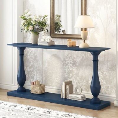 CAVINAS Vintage Console Table with Luxurious Pine Veneer,Entryway Table with Elegant Tapered Legs,Console Table for Living Room