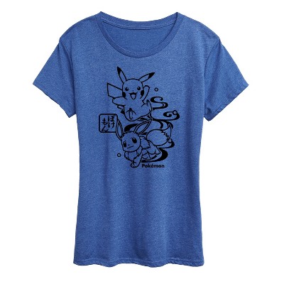 Women's - Pokémon - Wagara Pikachu and Eevee Short Sleeve Graphic T-Shirt
