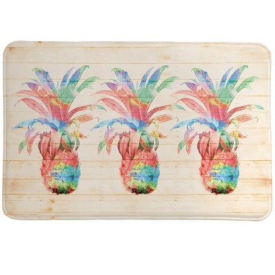 Laural Home Colorful Pineapple 20"W x 30"L Memory Foam Rug