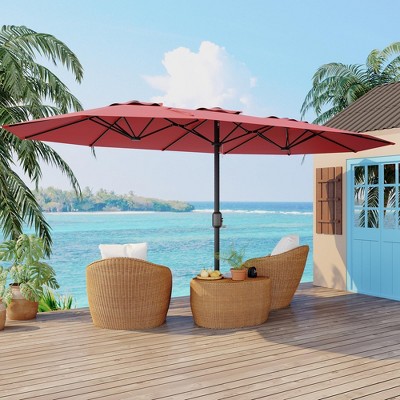 Double-Side Rectangular Pool Umbrella, 15ft Large Patio Umbrella, Outdoor Umbrellas
