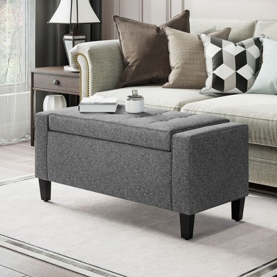 Sapphtopaz Storage Bench Ottoman with Storage Metal Frame Button Tufted End of Bed Bench for Bedroom and Entryway