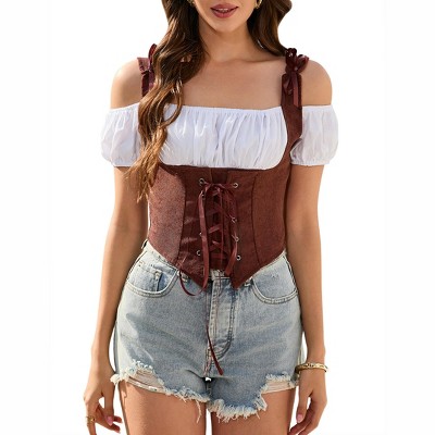 Renaissance Corset Pirate Vest Medieval Renaissance Costume Women Steampunk Gothic Vintage Cosplay Bodice
