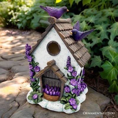 Lovely Floral Lavender Bird House Figurine, 7" Novelty Cottage Garden Decor| OrnamentallyYou