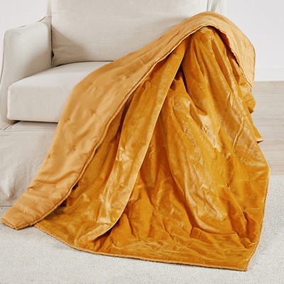 BH Calabria Velvet Ochre Quilted Throw - Levtex Home