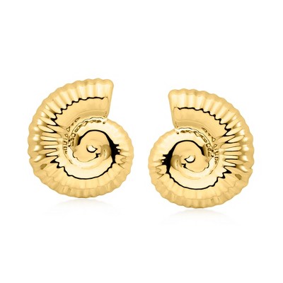 Ross-Simons Italian 18kt Gold Over Sterling Spiral Seashell Earrings