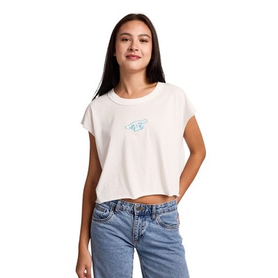 Cinnamoroll Embroidered Character Women's White Raw Hem Cropped Tank