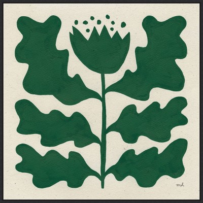 30" x 30" Delighted Floral V Emerald by Moira Hershey Framed Canvas Wall Art Print - Amanti Art