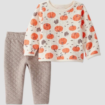Little Planet By Carter's Organic Baby 2pc Quilted Pumpkin Set - Cream