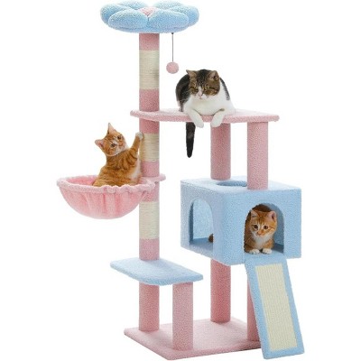 QuestaPack Flower Cat Tree 47.2" Multi-Level Cat Tower with Sisal Covered Scratching Posts