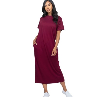 Slickblue Women's Casual Side Pocket Tee Dress, Short Sleeve Jersey Knit, Relaxed Fit, 12 Color Options, Size S-L