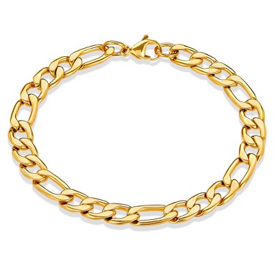 Crucible Men's Polished 8mm Figaro Chain Steel Bracelet - 8.25"