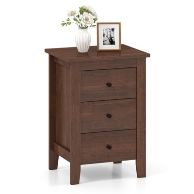 Costway 1PC/2PCS Nightstand End Beside Sofa Table w/ 3 Drawers Bedroom Furniture Black/White