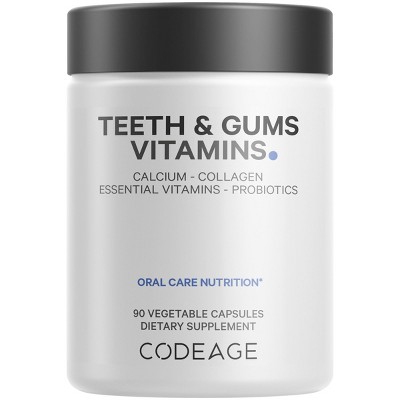 Codeage Teeth & Gums Vitamins + Oral Probiotics Supplement for Mouth Care - Dental Multivitamins - 90ct