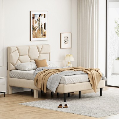 Accent Bed Frame Modern Upholstered Headboard with Under Bed Storage for Bedroom 56in - 3irtyhousy