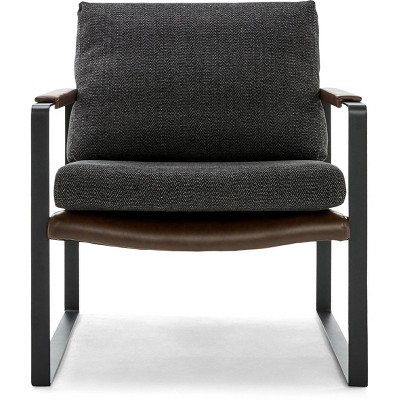 24" Amelie Mid-Century Modern Armchair Distressed Gray - Finch: Upholstered Polyester, Wood & Metal Frame
