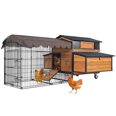 Aivituvin 76.6" Metal Frame Chicken Coop, Wooden Large Hen House for 4-6 Chickens-AIR7019