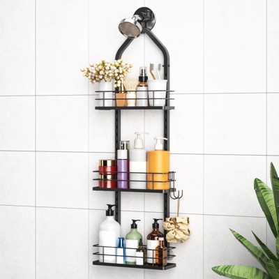 Aoibox Adjustable Anti-Swing Shower Caddy, 3-Tier Hanging Bathroom Storage Organizer with Rust-Resistant Finish for Shower Essentials