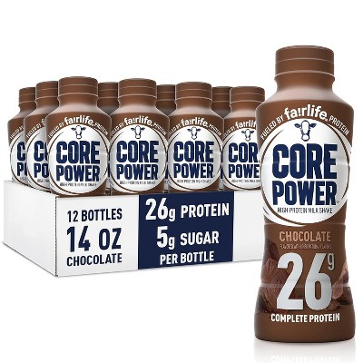 Core Power Protein Shake 26g Complete Protein 12 Pack Ready-to-Drink Recovery Drink with Real Milk Proteins, Chocolate Flavor, 14oz Bottle
