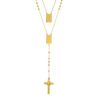 Steeltime Men's stainless steel scapular rosary. Color Options: Silver, Gold