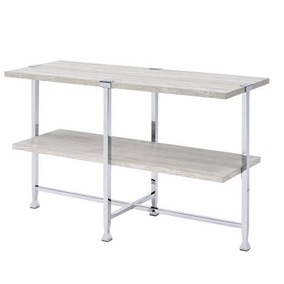 Acme Furniture Brecon Console Table White Oak/Chrome Finish