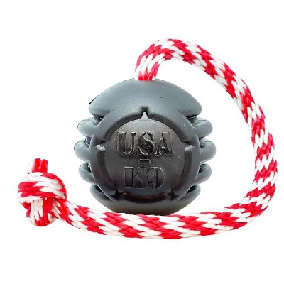 USA-K9 Magnum Black Stars and Stripes Ultra-Durable Rubber Chew Toy, Reward Toy, Tug Toy, and Retrieving Toy - Black