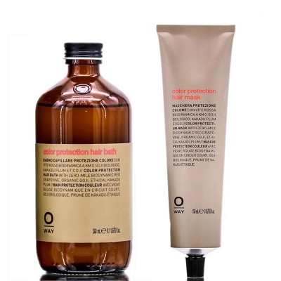Oway Color Protection Hair Bath Shampoo (8.1 oz) & Color Protection Mask Treatment (5 oz) DUO SET for Color Treated Hair, Vegan