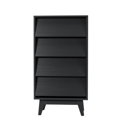 Vintage 4 Drawer Dresser For Bedroom, Chest Of Drawers With Storage, Bevel Drawer Accent Dresser Storage Organizers For Living Room, Hallway, Entryway