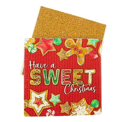 Coasterstone 4.25 In Have A Sweet Christmas Coaster Christmas Coaster , Gingerbread Men Star Cookies Peppermint (1PC)