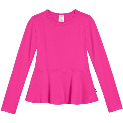 City Threads USA-Made Girls Soft Cotton Long Sleeve Peplum Tee