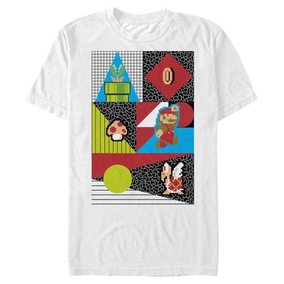 Men's Nintendo Super Mario Geometric 8 Bit Retro Characters T-Shirt
