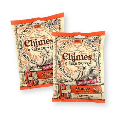 Chimes Ginger Chews Orange Flavor Real Ginger 5 Oz. (Pack of 2)