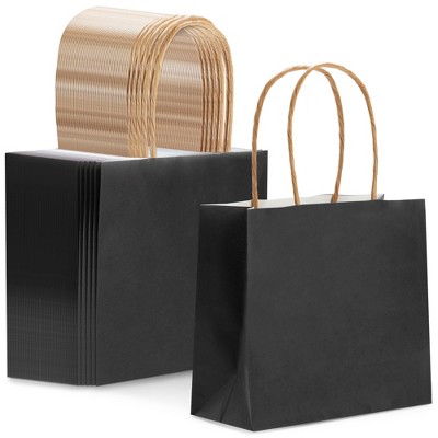 Sparkle and Bash 50 Pack Mini Gift Bags with Handles, Black Gift Bag Set (6 x 5 x 2.5 in)