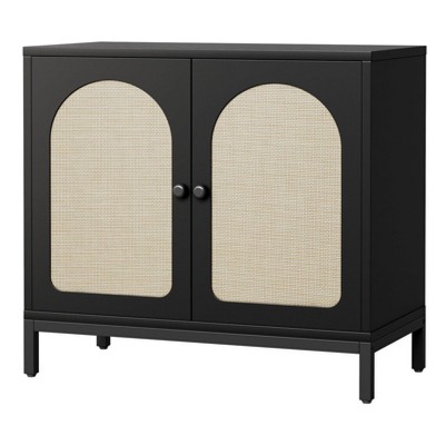 Rattan Sideboard Buffet Cabinet - with Rattan Doors, Adjustable Shelves, Boho Accent, Liquor Coffee Buffet, for Living Dining Room Hallway Kitchen