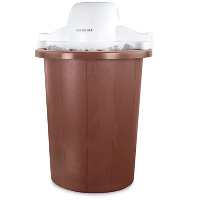 Nostalgia 6-Quart Parlor Electric Ice Cream Maker - White and Dark Brown