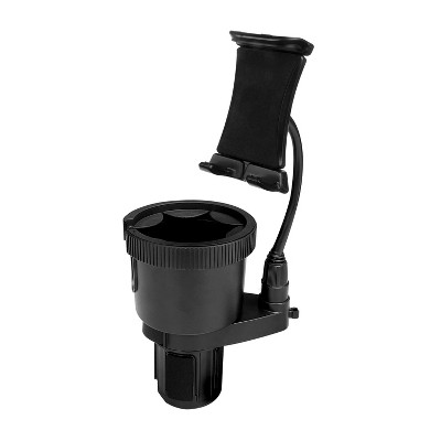 ToughTested® Tough and Thirsty Big Mouth Cupholder Mount with Universal Phone, GPS, and Tablet Grip in Black